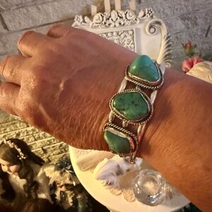 Turquoise and silver cuff